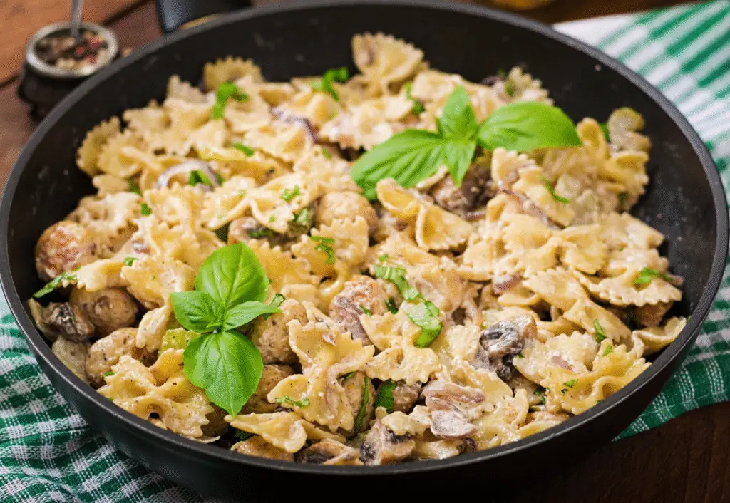 Creamy Parmesan Garlic Beef Bowtie Pasta