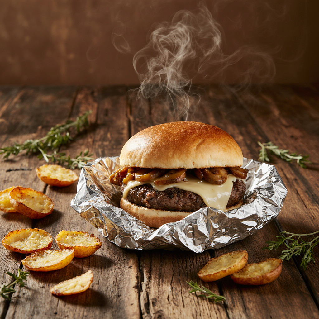 Ravi Mushroom & Swiss Burger Foil Packets